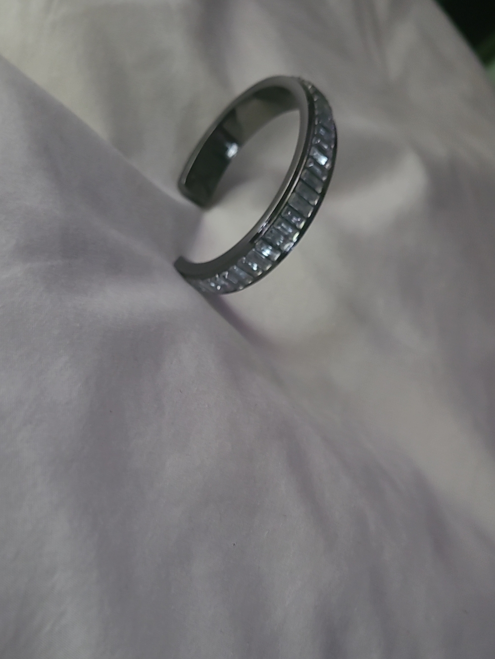 Silver Crystal Baguette Cuff Bracelet